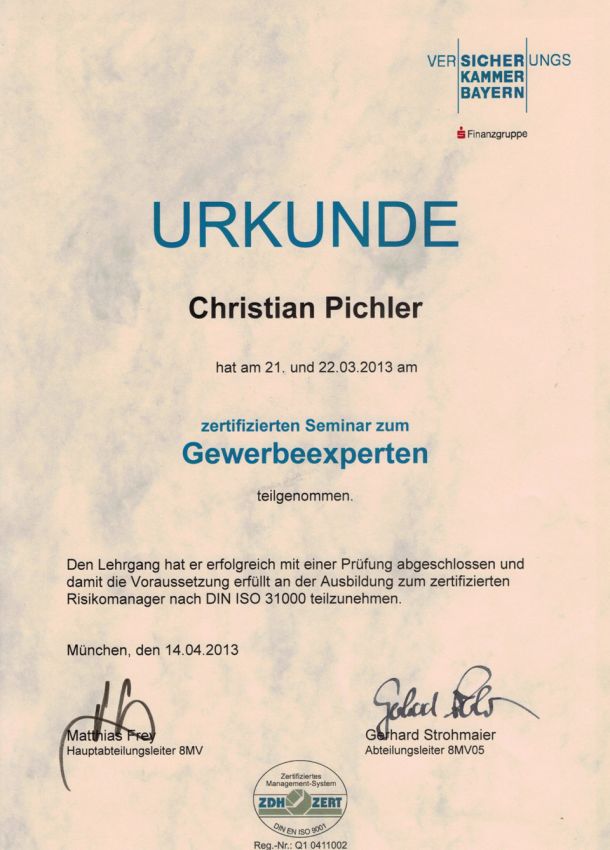 Zertifikat Qualitätsmanagement