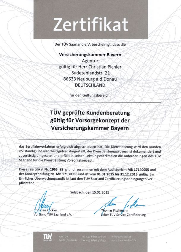 Zertifikat Qualitätsmanagement